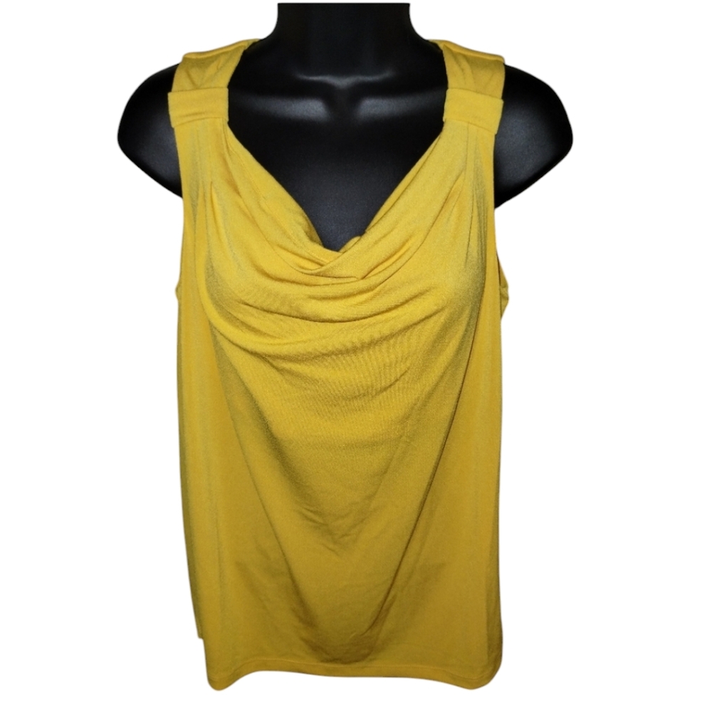 Magaschoni NWT yellow sleeveless cowl neck top, size S